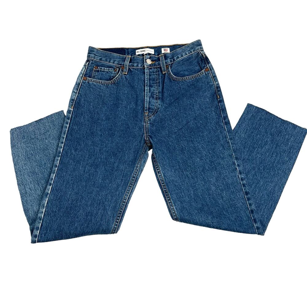 Re/Done‎ High Rise Stove Pipe Denim Jeans Zip Fly Pockets Size 28 Retro Stretch